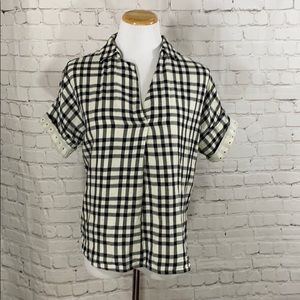 Madewell black plaid blouse